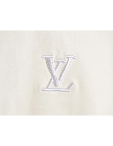 Louis Vuitton Three-Flower Hem Embroidery Crewneck Short-Sleeve T-Shirt,Louis Vuitton