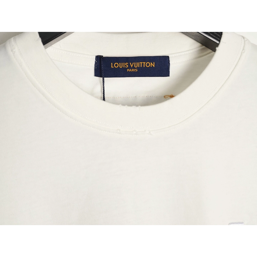Louis Vuitton Three-Flower Hem Embroidery Crewneck Short-Sleeve T-Shirt,Louis Vuitton