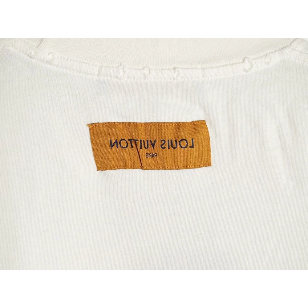 Louis Vuitton Three-Flower Hem Embroidery Crewneck Short-Sleeve T-Shirt,Louis Vuitton