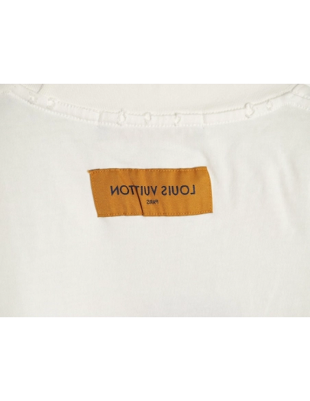 Louis Vuitton Three-Flower Hem Embroidery Crewneck Short-Sleeve T-Shirt,Louis Vuitton