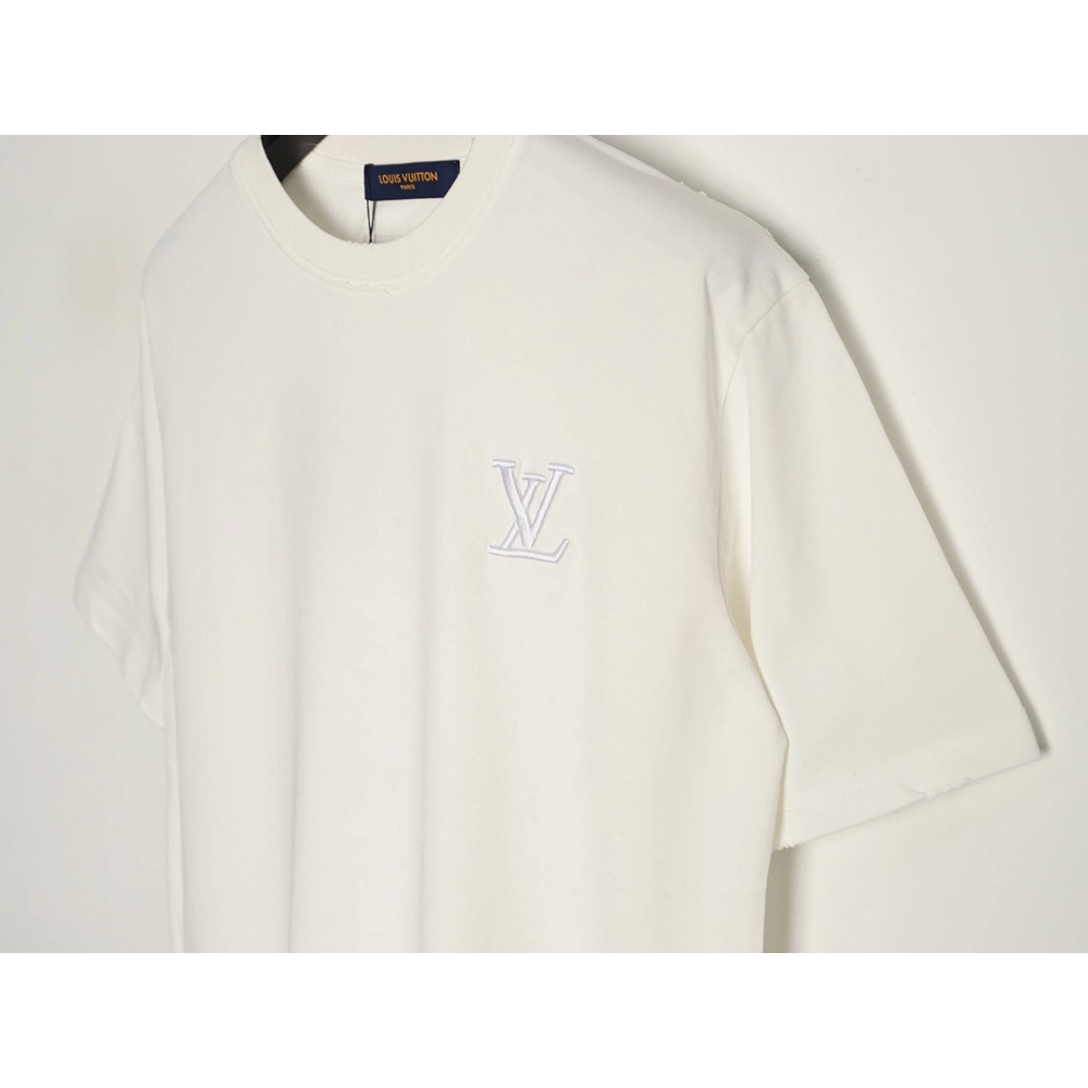 Louis Vuitton Three-Flower Hem Embroidery Crewneck Short-Sleeve T-Shirt,Louis Vuitton