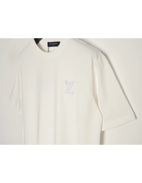 Louis Vuitton Three-Flower Hem Embroidery Crewneck Short-Sleeve T-Shirt,Louis Vuitton