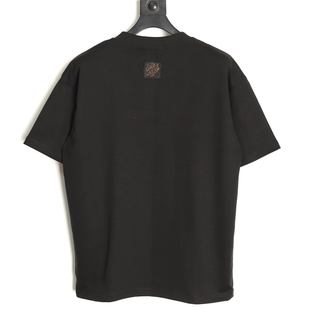 Louis Vuitton Gold Sequin Letter Logo Short-Sleeve T-Shirt TSK1,Louis Vuitton