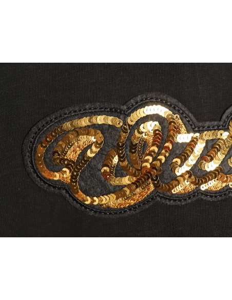 Louis Vuitton Gold Sequin Letter Logo Short-Sleeve T-Shirt TSK1,Louis Vuitton