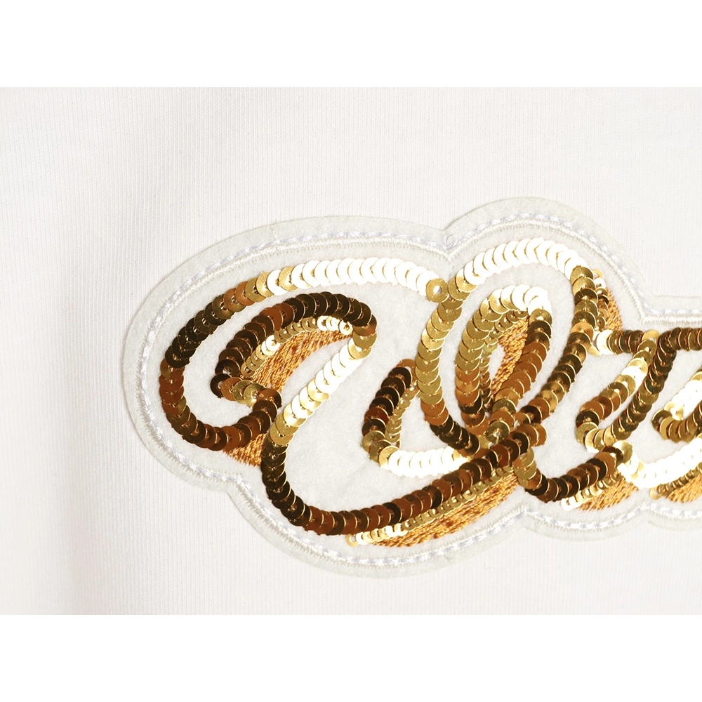 Louis Vuitton Gold Sequin Letter Logo Short-Sleeve T-Shirt,Louis Vuitton