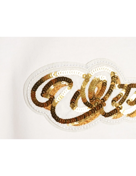 Louis Vuitton Gold Sequin Letter Logo Short-Sleeve T-Shirt,Louis Vuitton