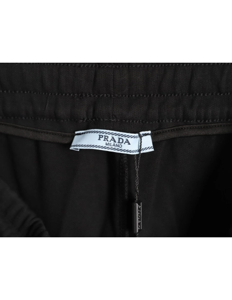 Prada striped patchwork triangular logo shorts TSK1,Prada