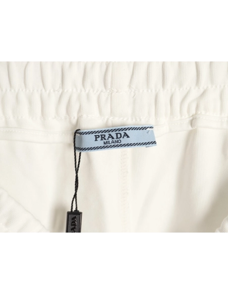 Prada striped patchwork triangular logo shorts,Prada