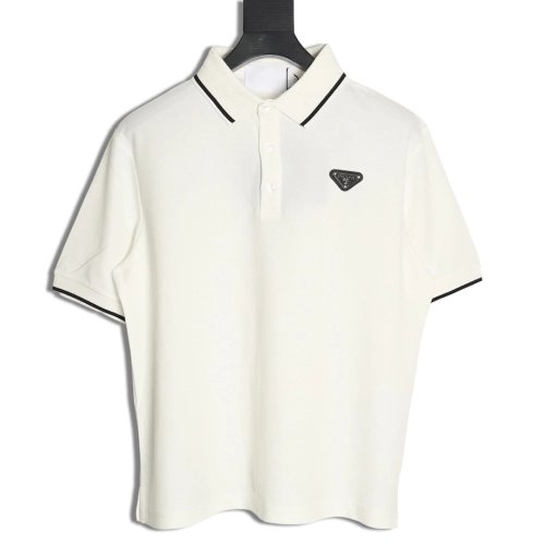 Prada Black Striped Polo Short-Sleeve T-Shirt,Prada