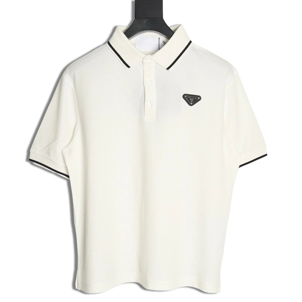 Prada Black Striped Polo Short-Sleeve T-Shirt,Prada