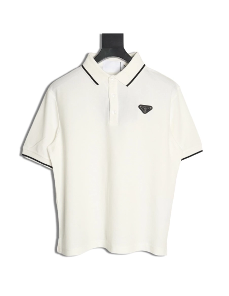 Prada Black Striped Polo Short-Sleeve T-Shirt,Prada