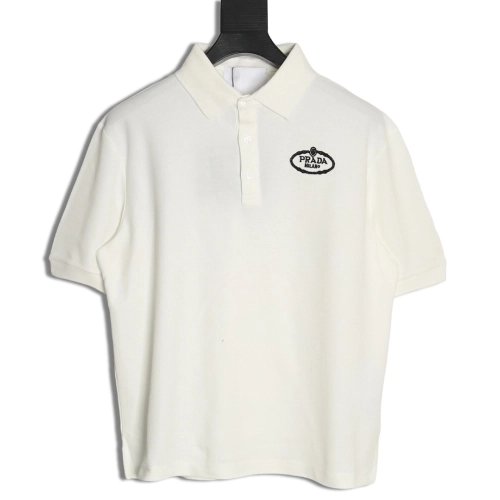 Prada Oval Embroidered Polo Short-Sleeve T-Shirt,Prada