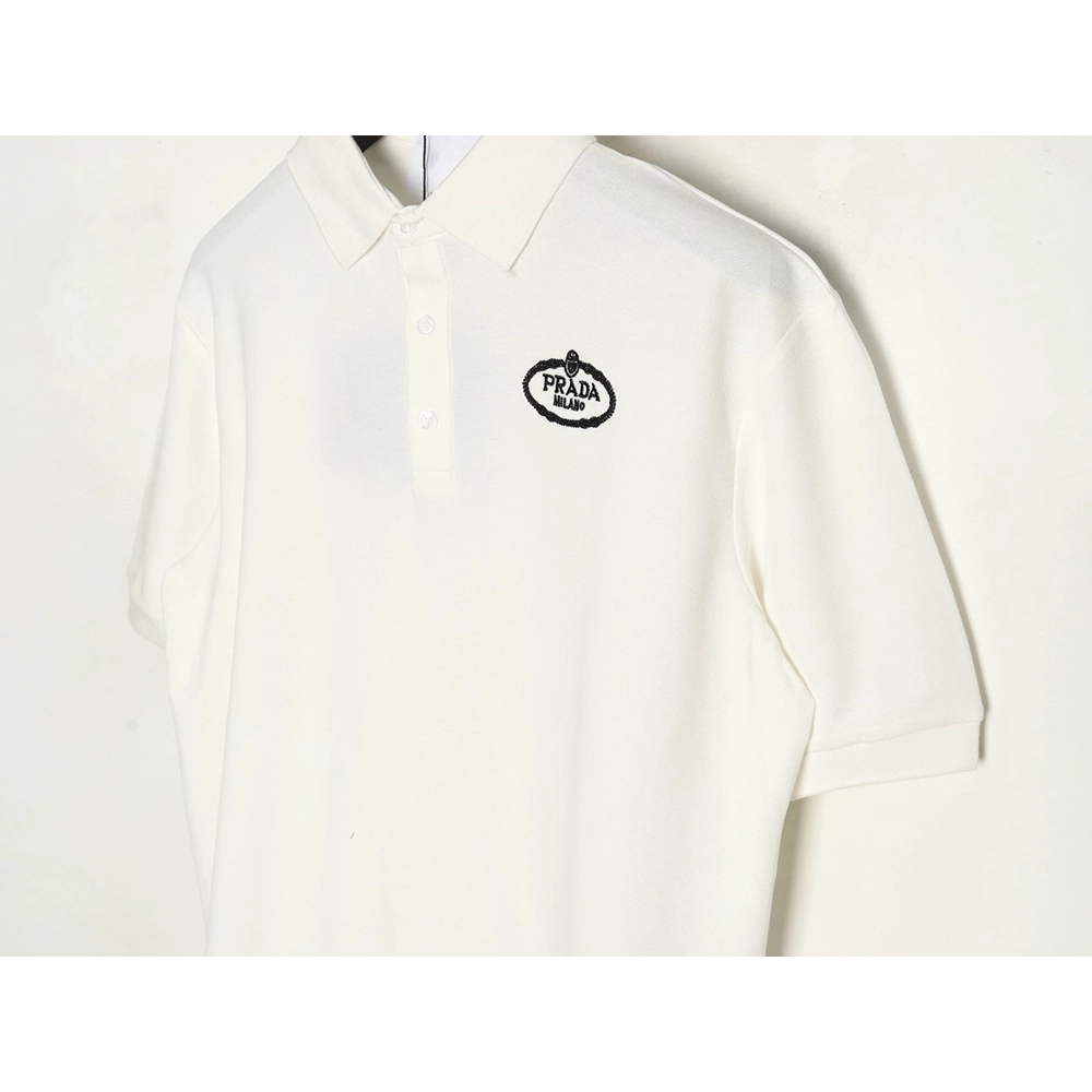Prada Oval Embroidered Polo Short-Sleeve T-Shirt,Prada