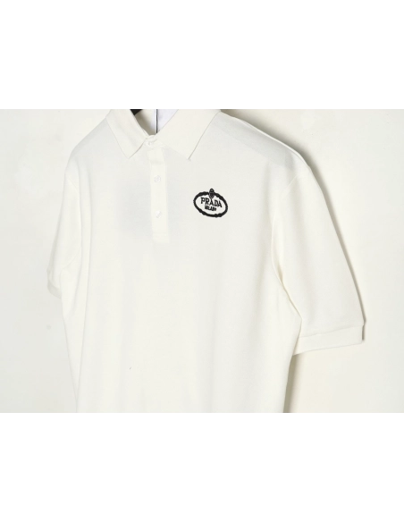 Prada Oval Embroidered Polo Short-Sleeve T-Shirt,Prada