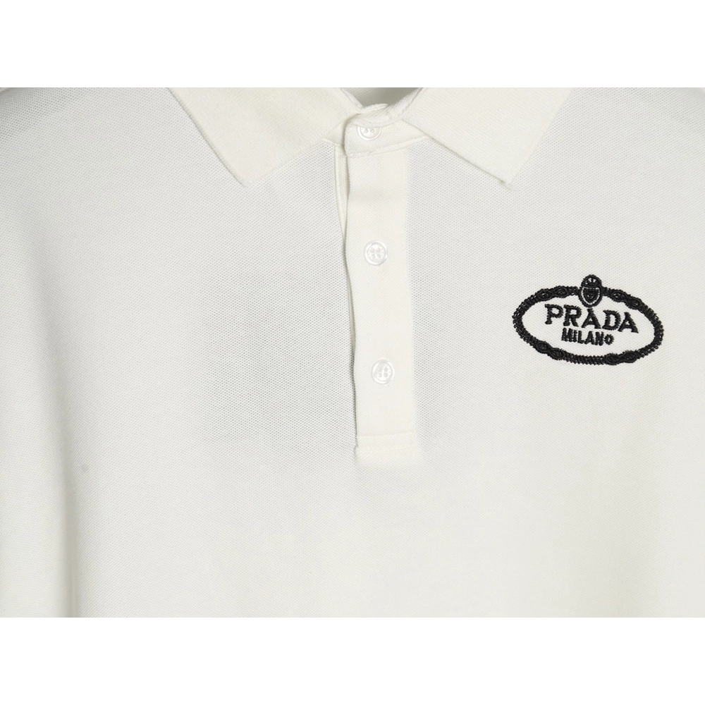 Prada Oval Embroidered Polo Short-Sleeve T-Shirt,Prada