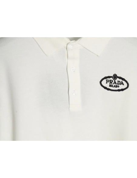 Prada Oval Embroidered Polo Short-Sleeve T-Shirt,Prada