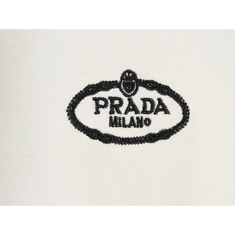 Prada Oval Embroidered Polo Short-Sleeve T-Shirt,Prada