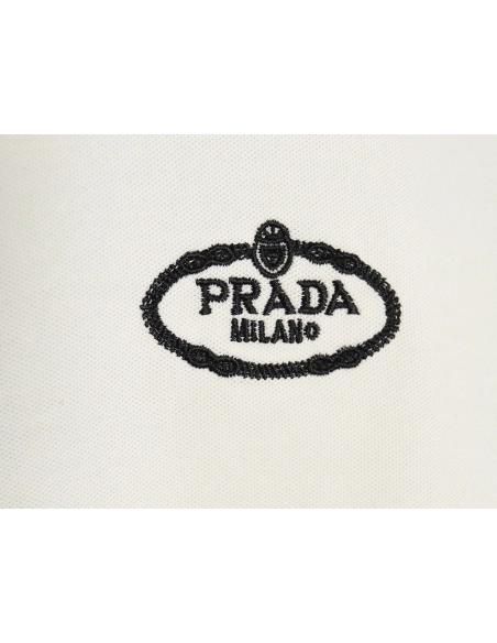 Prada Oval Embroidered Polo Short-Sleeve T-Shirt,Prada