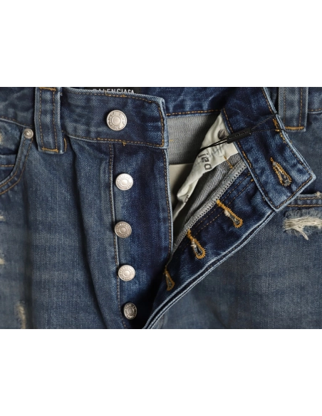 Balenciaga Distressed Denim Shorts,Balenciaga
