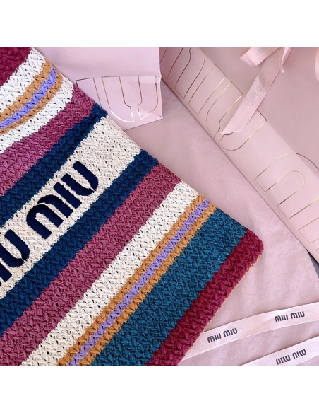 Miu Miu Raffia-effect woven tote bags 5BG248 30X38cm,Miu Miu Bags