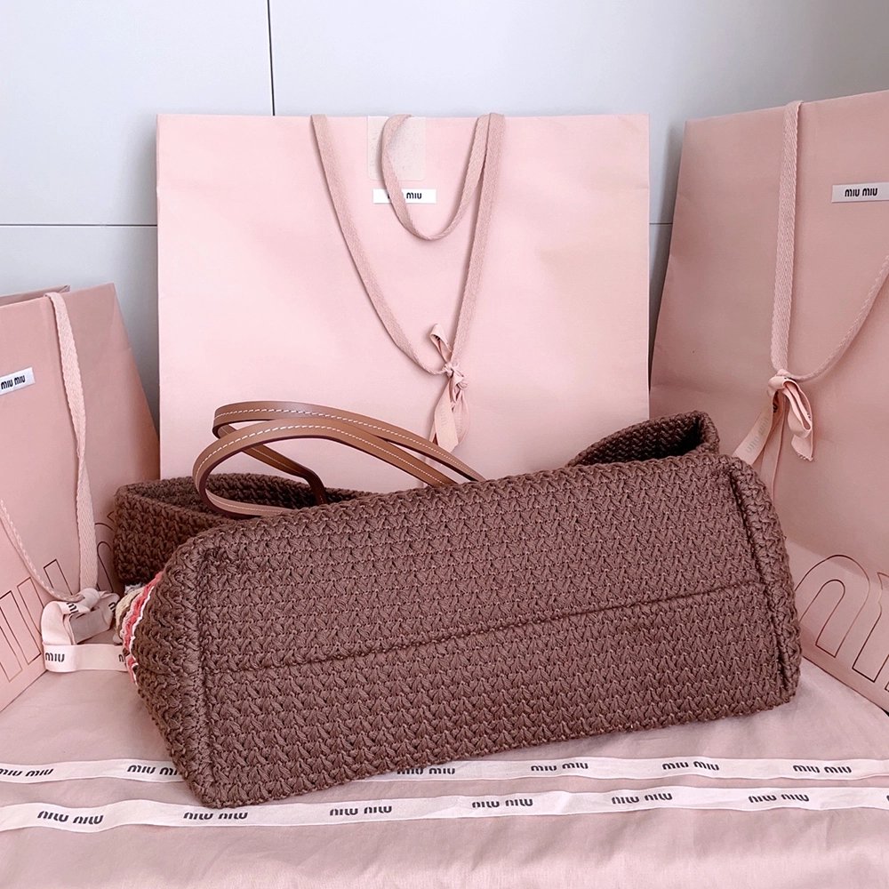 Miu Miu raffia-effect Woven Tote Bags 5BG228 40X34X16cm,Miu Miu Bags