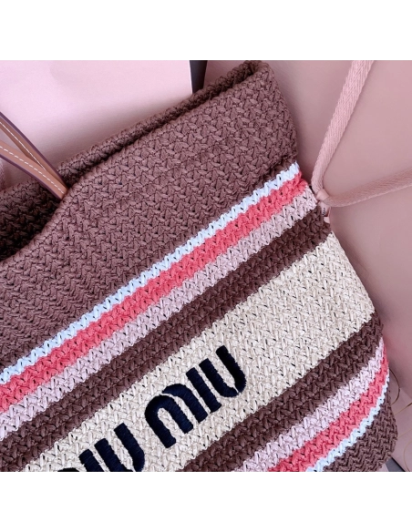 Miu Miu raffia-effect Woven Tote Bags 5BG228 40X34X16cm,Miu Miu Bags