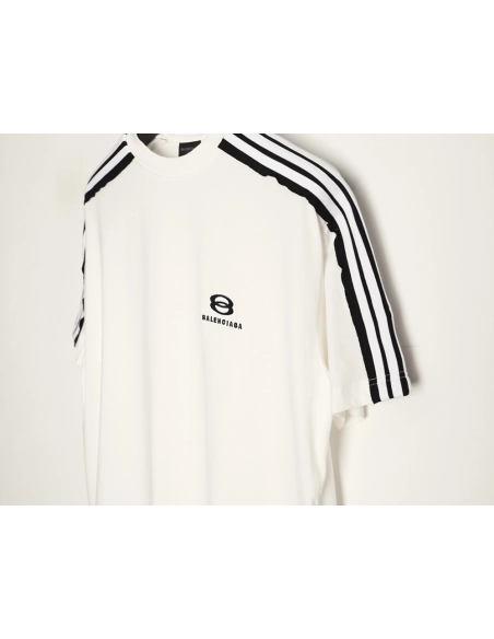 Balenciaga Double-Ring Shoulder Ribbon Short-Sleeve T-Shirt,Balenciaga
