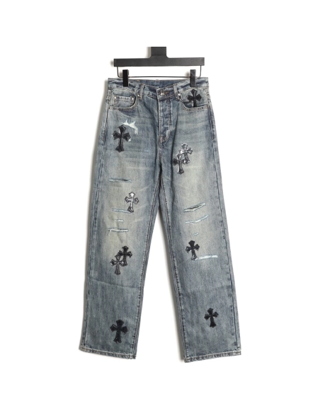Chrome Hearts Cross Label Distressed Jeans,Gucci