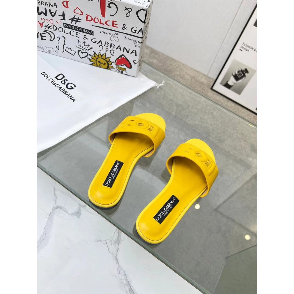Dolce Gabbana Calfskin slides with DG logo,Dolce Gabbana Shoes