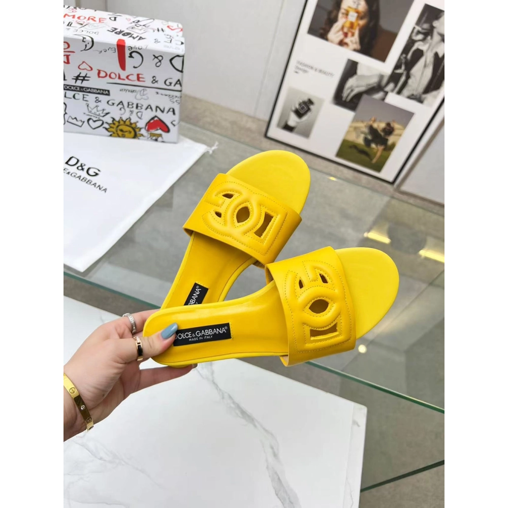 Dolce Gabbana Calfskin slides with DG logo,Dolce Gabbana Shoes