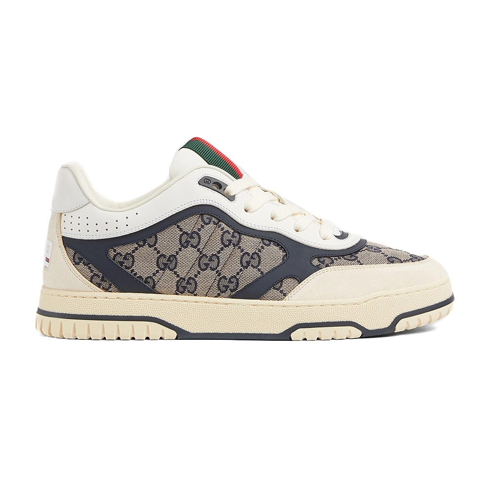 Gucci Re-Web sneaker beige and blue GG canvas,GUCCI SHOES