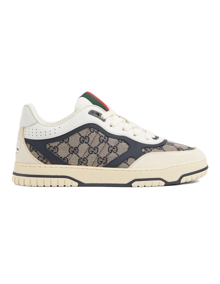 Gucci Re-Web sneaker beige and blue GG canvas,GUCCI SHOES