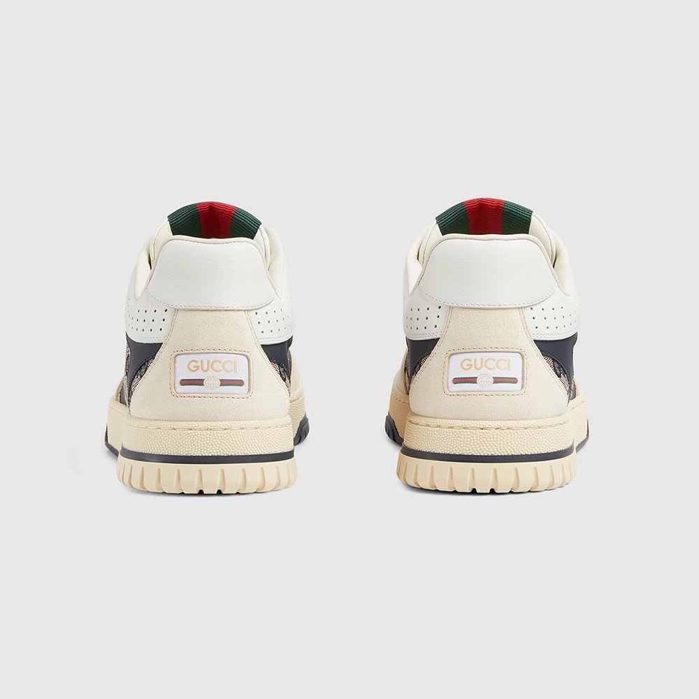 Gucci Re-Web sneaker beige and blue GG canvas,GUCCI SHOES