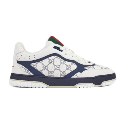 Gucci Re-Web sneaker white and blue GG leather,GUCCI SHOES
