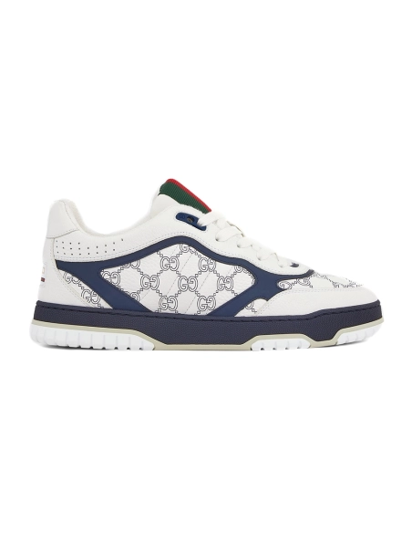 Gucci Re-Web sneaker white and blue GG leather,GUCCI SHOES