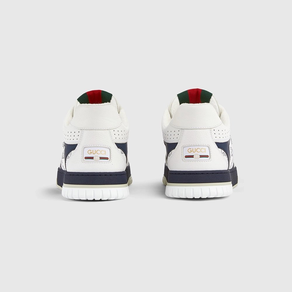 Gucci Re-Web sneaker white and blue GG leather,GUCCI SHOES