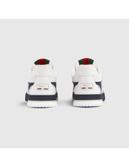Gucci Re-Web sneaker white and blue GG leather,GUCCI SHOES