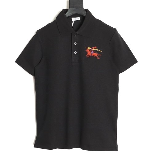 Burberry Embroidered Iridescent Equestrian Knight Polo Shirt TSK1,Burberry