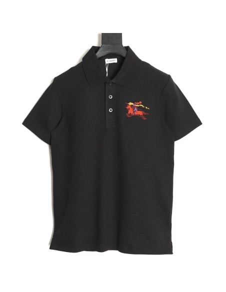 Burberry Embroidered Iridescent Equestrian Knight Polo Shirt TSK1,Burberry
