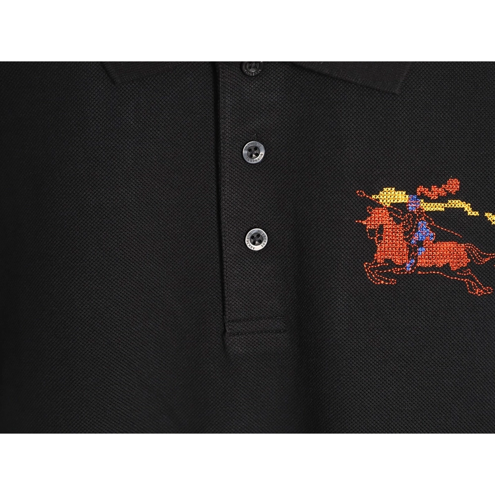 Burberry Embroidered Iridescent Equestrian Knight Polo Shirt TSK1,Burberry