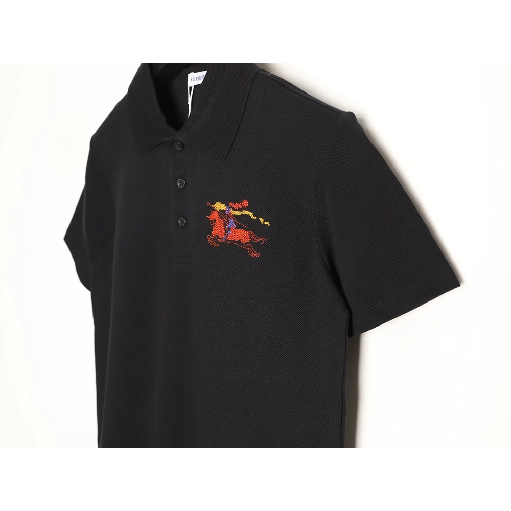 Burberry Embroidered Iridescent Equestrian Knight Polo Shirt TSK1,Burberry