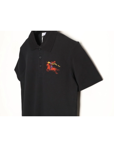 Burberry Embroidered Iridescent Equestrian Knight Polo Shirt TSK1,Burberry
