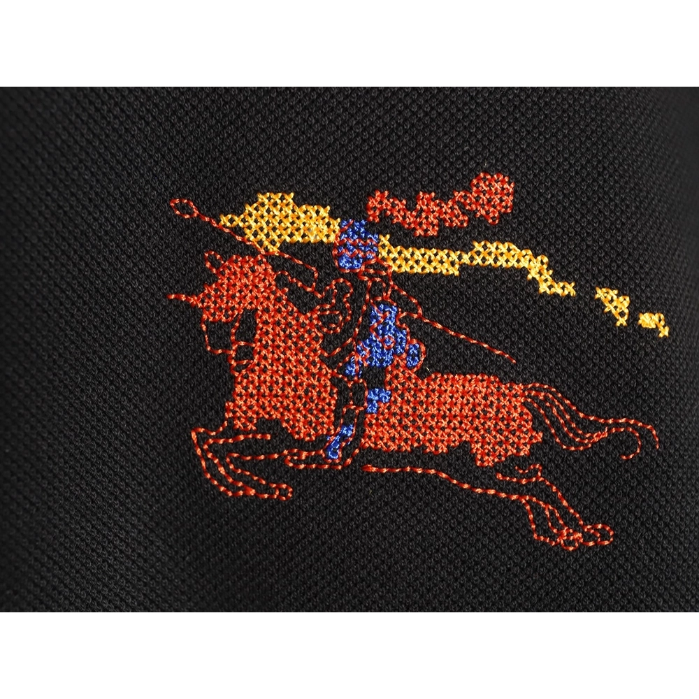 Burberry Embroidered Iridescent Equestrian Knight Polo Shirt TSK1,Burberry