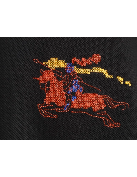 Burberry Embroidered Iridescent Equestrian Knight Polo Shirt TSK1,Burberry