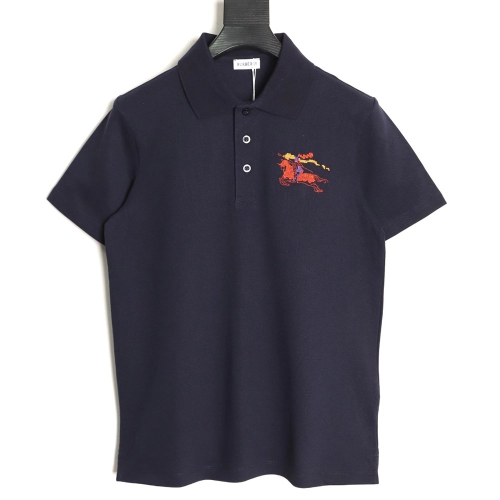 Burberry Embroidered Iridescent Equestrian Knight Polo Shirt,Burberry
