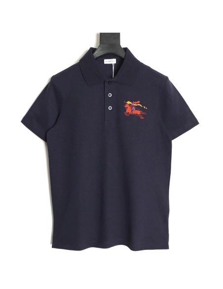 Burberry Embroidered Iridescent Equestrian Knight Polo Shirt,Burberry