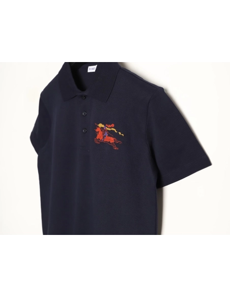 Burberry Embroidered Iridescent Equestrian Knight Polo Shirt,Burberry