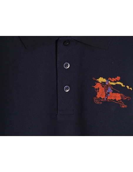 Burberry Embroidered Iridescent Equestrian Knight Polo Shirt,Burberry