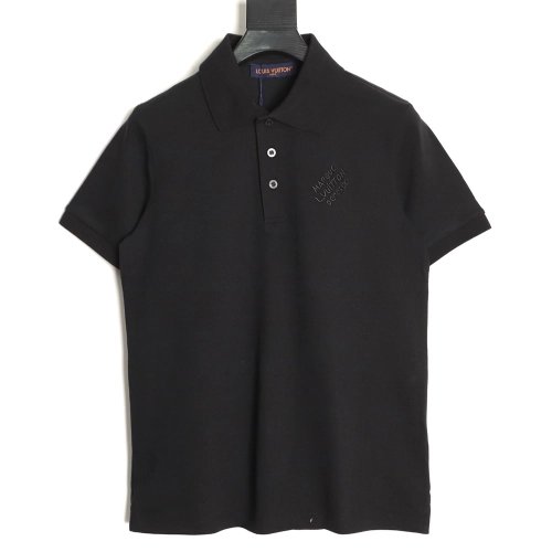 Louis Vuitton Embroidered Signature Short-Sleeve Polo Shirt TSK1,Louis Vuitton