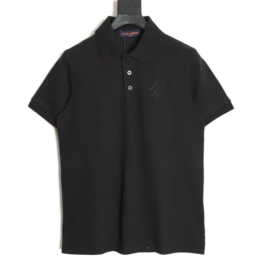 Louis Vuitton Embroidered Signature Short-Sleeve Polo Shirt TSK1,Louis Vuitton
